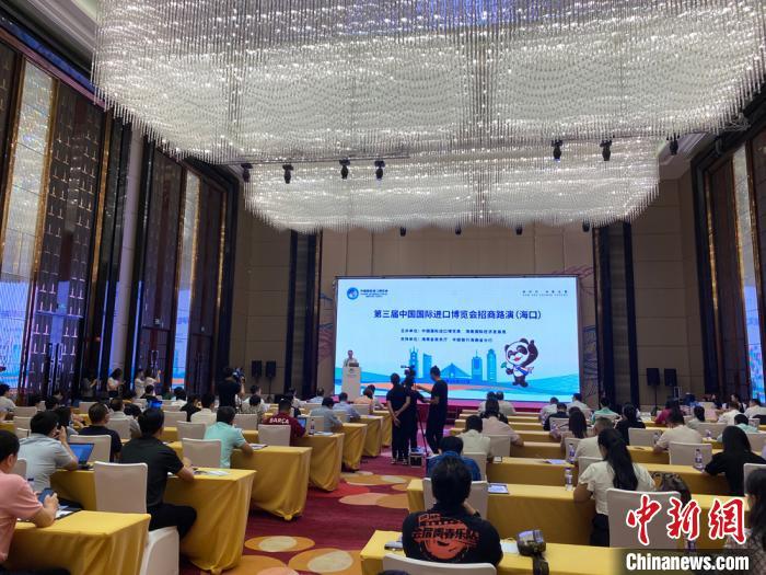图为第三届中国国际进口博览会招商路演(海口)现场。 凌楠 摄 摄